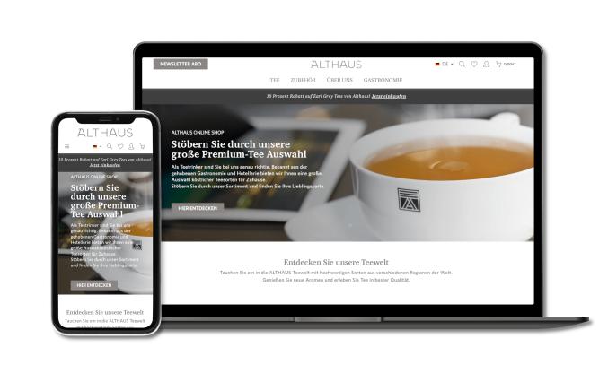 Kundenbeispiel in Shopware 6 by iMi digital - Althaus Tea