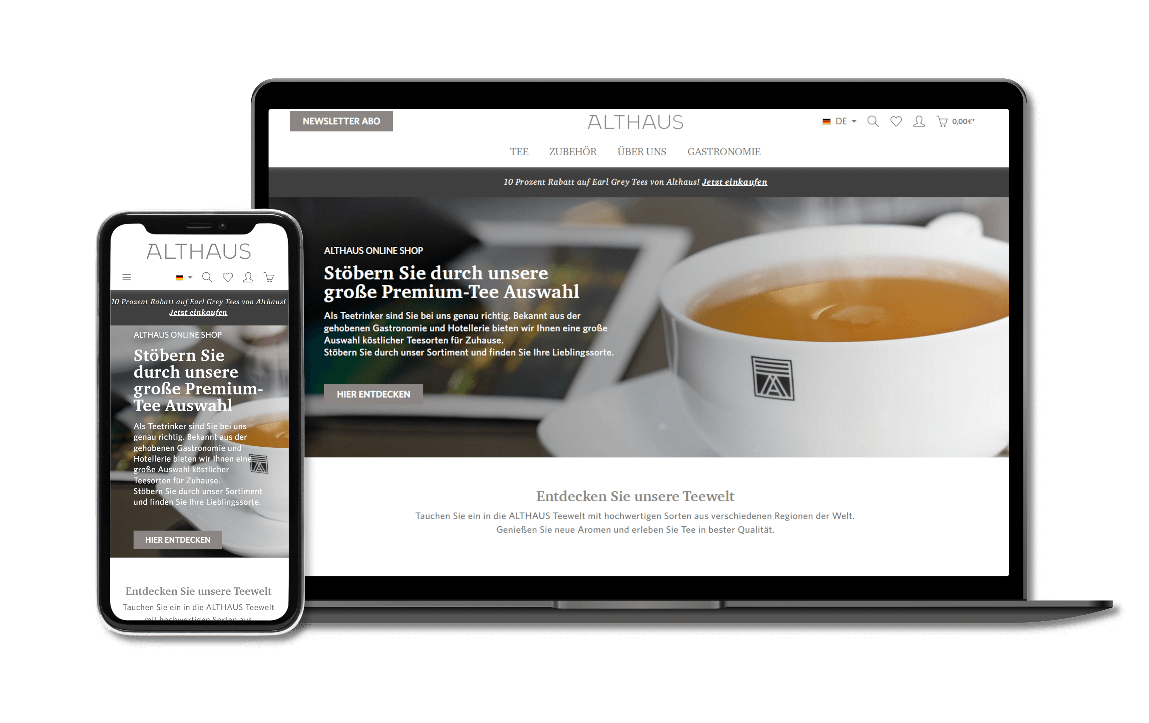 Als Shopware-Kunde von iMi digital setzt ALTHAUS auf eine maßgeschneiderte E-Commerce-Lösung, die den Online-Vertrieb ihrer Premium-Tees optimiert.